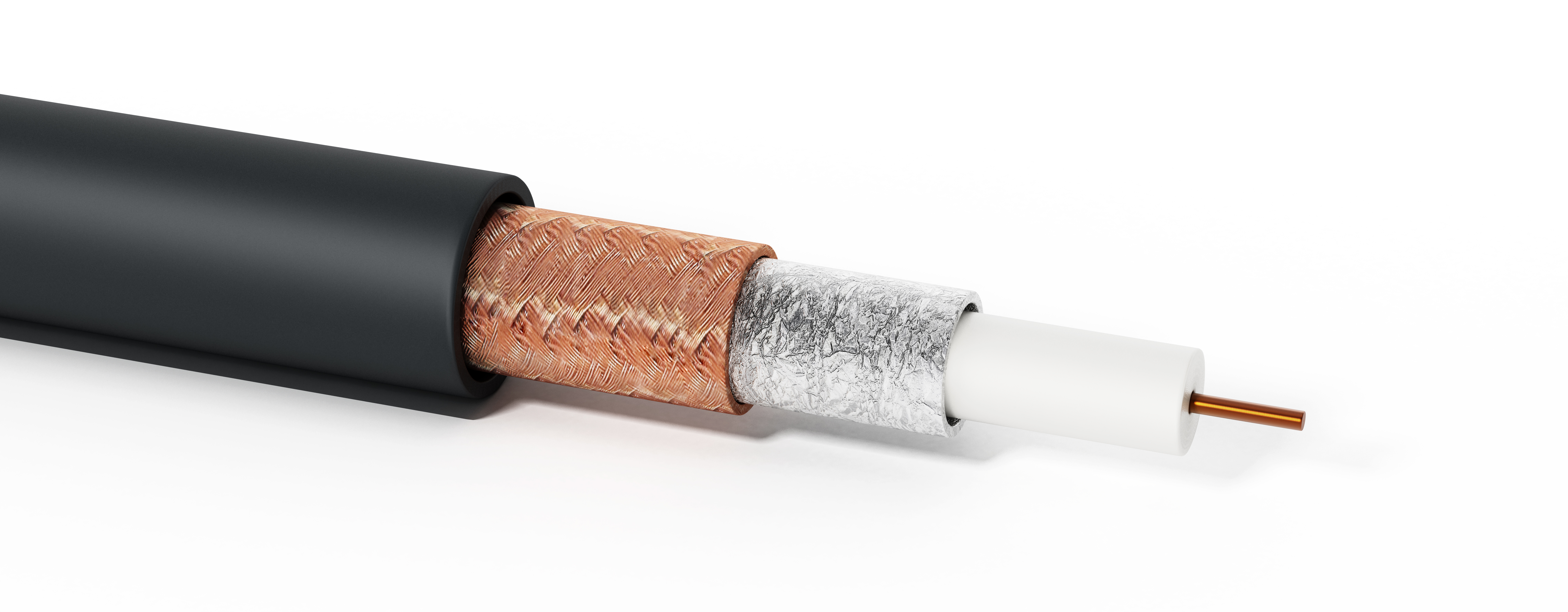 Coaxial cable showing detailed layers