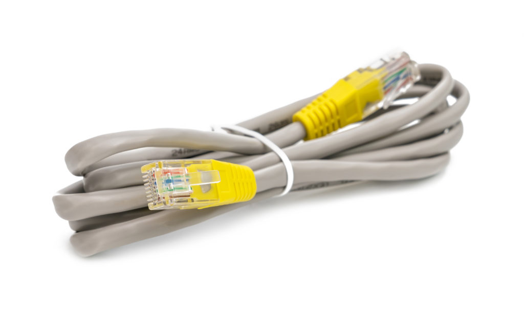 Gray local area network cable